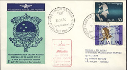 1974-dell'associazione Trasvolatori Atlantici Dispaccio Aereo Volo Alitalia Con  - Poste Aérienne