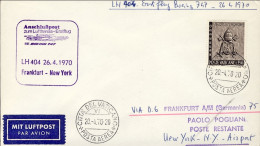 Vaticano-1970 Lufthansa LH 404 Francoforte New York Del 26 Aprile - Airmail
