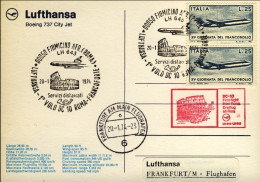 1974-cartolina Lufthansa I^volo DC 10 Roma Francoforte Del 20 Gennaio - Poste Aérienne