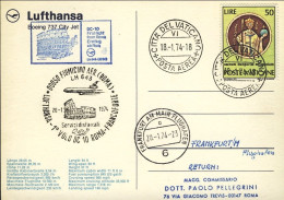 Vaticano-1974  Cartolina Lufthansa I^volo LH 644 DC 10 Roma Francoforte Del 20 G - Luftpost