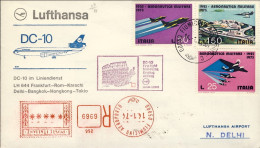 1974-raccomandata Volo Lufthansa Con DC 10 Roma New Delhi Del 14 Gennaio (80 Pez - Poste Aérienne