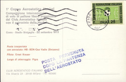 1973-cartolina 1 Coppa Aerostatica Henkel Posta Trasportata Con Aerostato HB-BON - 1971-80: Marcophilia