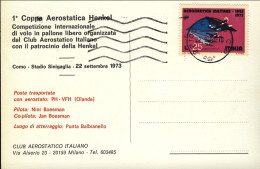 1973-Como Stadio Sinigaglia Cartolina 1 Coppa Aerostatica Henkel Posta Trasporta - 1971-80: Marcophilia