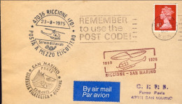 1975-Gran Bretagna 25^ Anniversario Posta A Mezzo Elicottero Riccione-San Marino - Brieven En Documenten