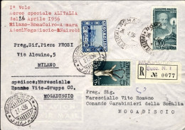 1956-RRR Unico Pezzo Noto! Cat.Pellegrini N.663 , Volo Speciale Racc. Alitalia R - Poste Aérienne