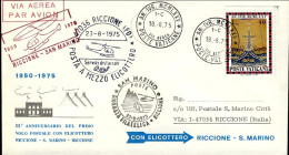 Vaticano-1975 25^ Anniversario Del I^volo Postale Con Elicottero Riccione San Ma - Aéreo