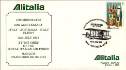 1975-Alitalia Il 50^ Anniversario Volo Italia Australia Italia Di De Pinedo Del  - Luchtpostbladen