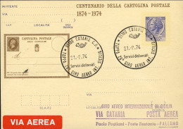 1974-centenario Della Cartolina Postale Per Il 26^ Giro Aereo Internazionale Di  - Airmail