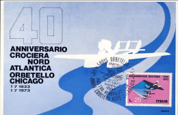 1973-cartolina Ufficiale Illustrata Mostra Aerofilatelica 40 Anniv. Crociera Nor - Airmail