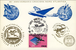 1973-40 Anniv. Crociera Nord Atlantica Cartolina Ufficiale Illustrata Mostra Aer - Airmail