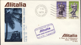 1975-Alitalia I^volo Roma Dakar Del 1 Giugno Dispaccio Dall'aeroporto Di Fiumici - Airmail