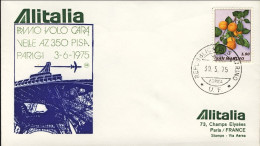 1975-San Marino Aerogramma Alitalia I^volo AZ 350 Pisa Parigi Del 3 Giugno - Luftpost