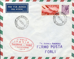 1973-Palermo Forlì I^volo Itavia Del 1 Novembre, Catalogato Ma Non Quotato Dal P - Poste Aérienne