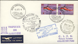 1975-Svizzera Giornata Filatelica Riccione Posta A Mezzo Elicottero Riccione San - Premiers Vols