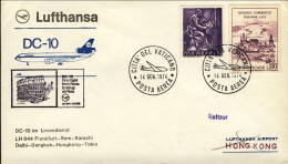 Vaticano-1974 I^volo Lufthansa LH 644 Roma Hong Kong Del 14 Gennaio (40 Pezzi Tr - Poste Aérienne