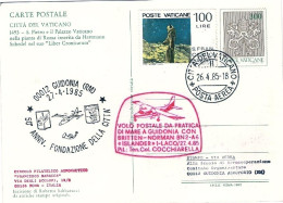 Vaticano-1985 Cartolina Postale L.300 San Pietro E Il Palazzo Vaticano,bollo Vol - Poste Aérienne