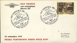 1975-Geo Chavez Con Monoplano Bleriot XII,cachet Briga Domodossola Milano Celebr - Airmail