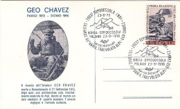 1975-Geo Chavez Cartolina Commemorativa, Cachet Briga Domodossola Milano Celebra - 1971-80: Marcophilia