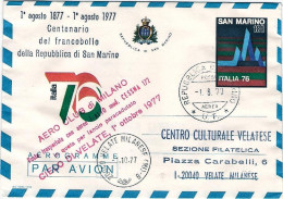 1977-San Marino Aerogramma Volo Postale Bresso-Velate Bollo Posta Trasportata Co - Luftpost