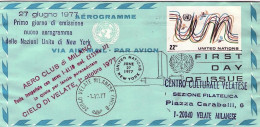 1977-Nazioni Unite Volo Postale Bresso-Velate Bollo Posta Trasportata Con Aereo  - Other & Unclassified