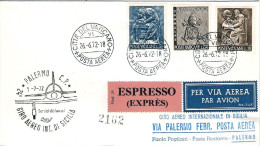 Vaticano-1972 Espresso Per Il 24^ Giro Aereo D'internazionale Di Sicilia Tappa D - Poste Aérienne