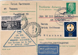 1967-Germania DDR I^volo Lufthansa Monaco-Milano-Monaco Del 1 Aprile - Covers & Documents