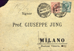 1915-busta Affrancata 5c.+10c.Leoni Con Annullo Di Natante Palermo Napoli Del 5  - Marcofilie