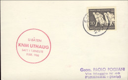 1966-Germania Cartoncino Con Bollo Rosso Di Sottomarino Norvegese Knm Uthaug - Storia Postale