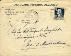 1927-50c. Alessandro Volta Isolato Su Busta - Marcophilia