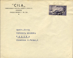 1950-L.20 Salone Internazionale Dell'automobile Isolato Su Lettera - 1946-60: Poststempel