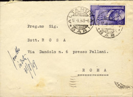 1949-busta Affr. L.20 Palladio Isolato Cat.Sassone Euro 90 Annullo Altamura Bari - 1946-60: Poststempel