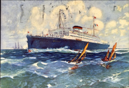 1937-cartolina A Cura Della Societa' Triestina Di Navigazione Cosulich, Viaggiat - Paquebots