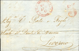 1853-"Strada Ferrata Leopolda"annullo Circolare Rosso + Segno Di Tassa 5 Su Pieg - Non Classés