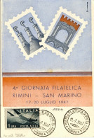 1947-cartolina Illustrata 4 Giornata Filatelica Rimini-San Marino,annullo Mostra - Betogingen