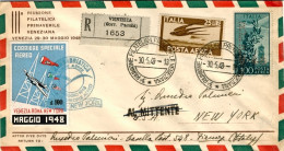 1948-racc.per U.S.A. Affr. Posta Aerea L.25+L.100 Campidoglio Perfin RFPV Annull - 1946-60: Poststempel