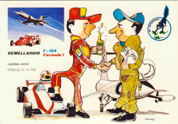 1981-cartolina Illustrata Gemellaggio F 104-Formula 1 "Caserme Aperte" Istrana 2 - 1981-90: Marcophilia