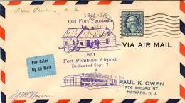 1931-U.S.A. Viaggiato Cachet "1841 Old Fort Pembina-1931 Fort Pembina Airport De - 1c. 1918-1940 Covers