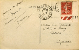 1938-Francia Cartolina Auxerre La Porte Saint Pierre Affrancata 30c. Seminatrice - Covers & Documents