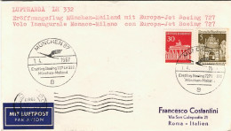 1967-Germania I^volo Boeing 727 Lufthansa Monaco-Milano Del 1 Aprile - Brieven En Documenten