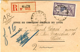 1921-France Francia Piego Raccomandato Affrancato 60c.Merson Isolato - 1921-1960: Période Moderne