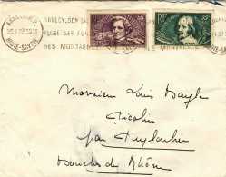 1939-France Francia Lettera Affrancata Con Due Valori Della Serie Pro Intellettu - Lettres & Documents