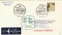 1968-Germania I^volo Lufthansa LH 348 Francoforte Genova Del 1 Luglio In Partenz - Covers & Documents