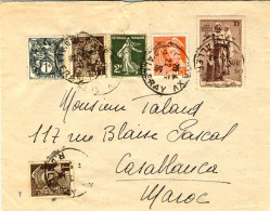 1939-France Francia Lettera Diretta In Marocco Con Bell'affrancatura Multicolore - Briefe U. Dokumente