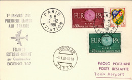 1960-France Francia I^volo Air France Boeing 707 Parigi Tokyo - Lettres & Documents