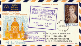 1971-Poland Polska Polonia I^volo Lufthansa LH 286 Francoforte Torino Del 1 Apri - Covers & Documents
