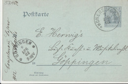 Deutsches Reich  Karte Mit Tagesstempel Hohenstauffen 1902 Stadt Göppingen - Lettres & Documents