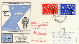 1963-Grecia I^volo Lufthansa LH 649 Atene New Delhi Via Roma Del 6 Settembre - Lettres & Documents