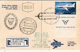 1962-Israele Cat.Pellegrini N.1563 Euro 160, Volo Speciale EL AL Tel Aviv Roma D - Poste Aérienne