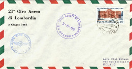 1962-21^ Giro Aereo Di Lombardia Aeroporto Di Bresso Busta Volata Con Aereo Di G - Poste Aérienne