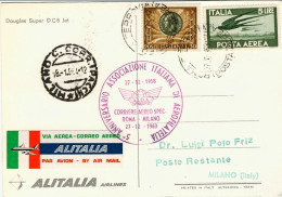 1963-Douglas DC 8 Corriere Aereo Speciale Roma Milano Del 27 Dicembre Per Il Qui - Poste Aérienne